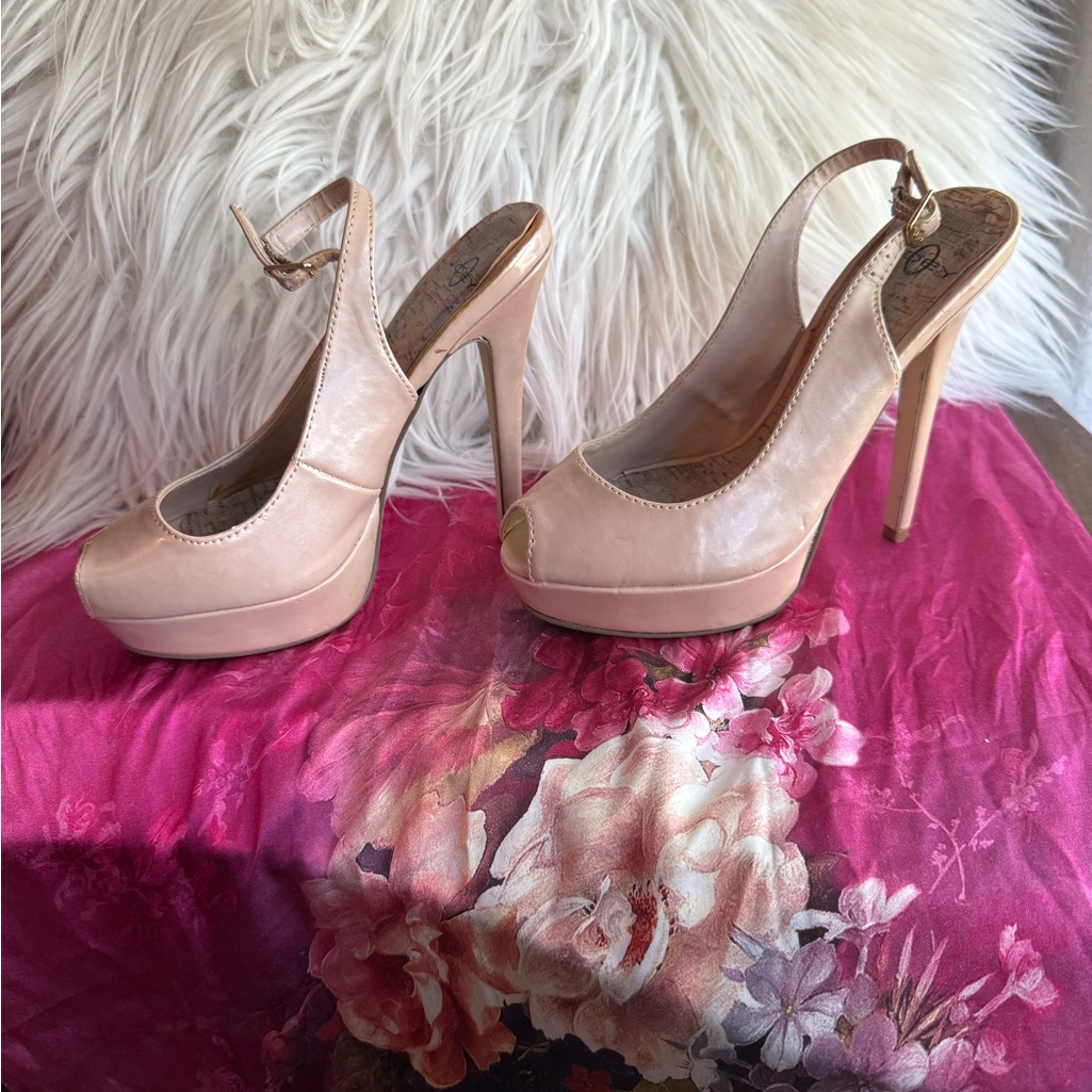 Elegant Blush Peep-Toe Heels